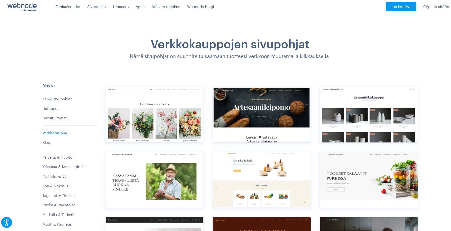 Verkkokauppojen sivupohjat Verkkokauppojen sivupohjat