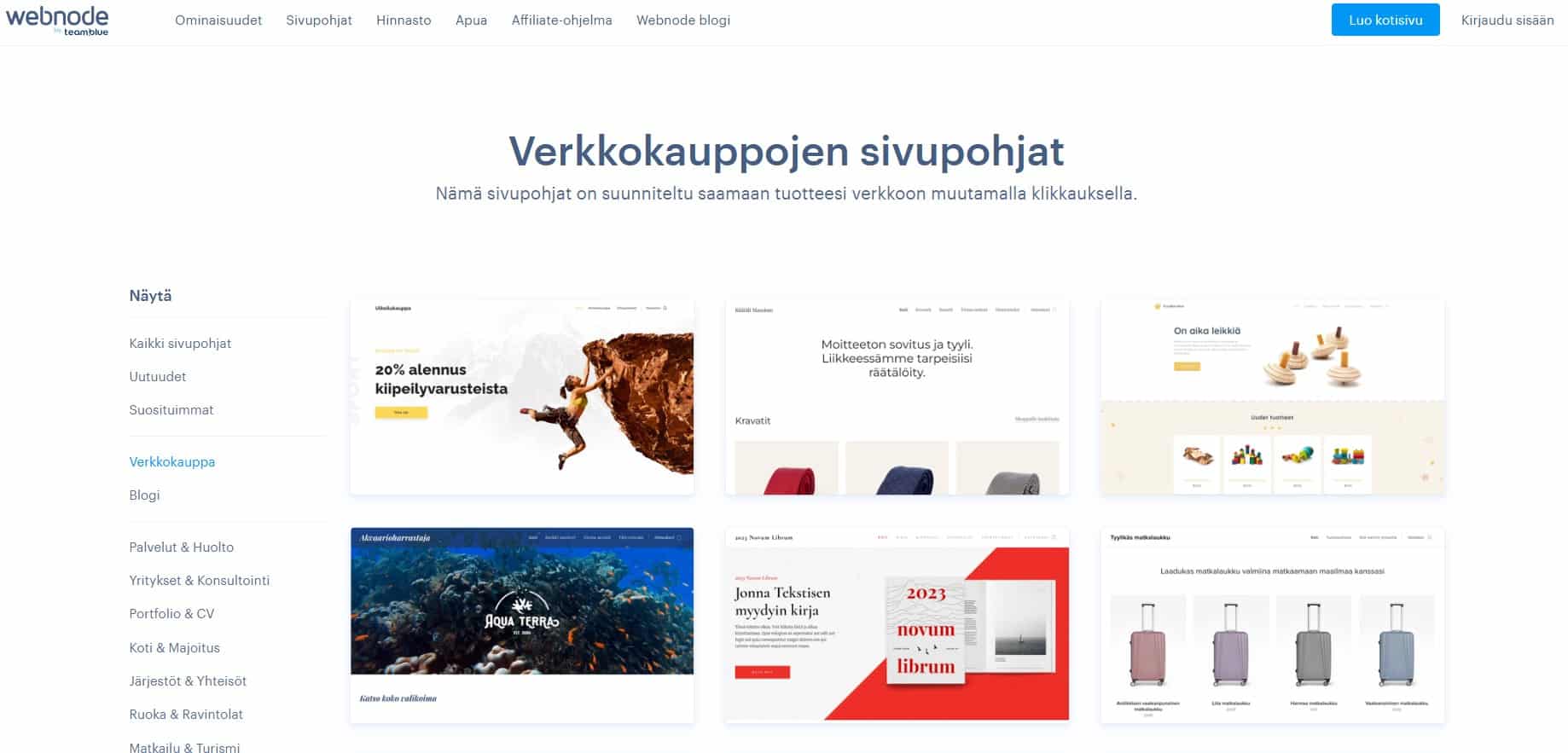 Verkkokauppojen sivupohjat Verkkokauppojen sivupohjat
